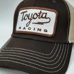 Toyota Racing Retro Embroidered Patch Mesh Snapback Trucker Brown Tacoma Tundra